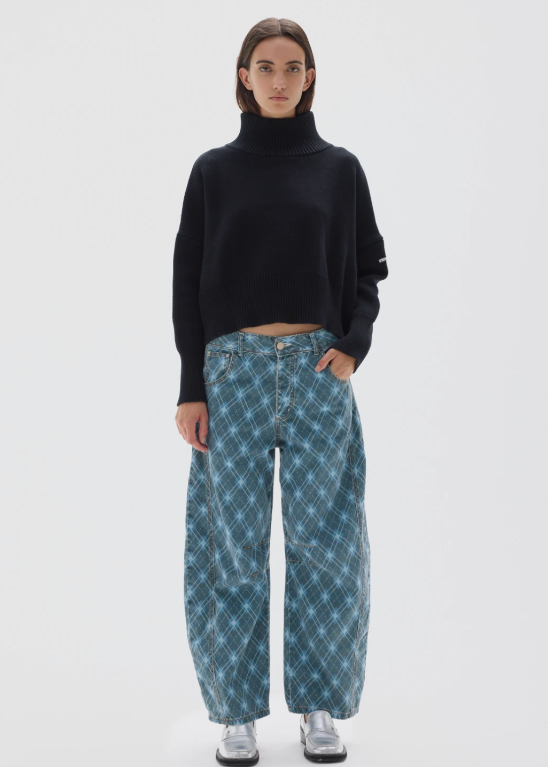 Barrel Pant Print Blue