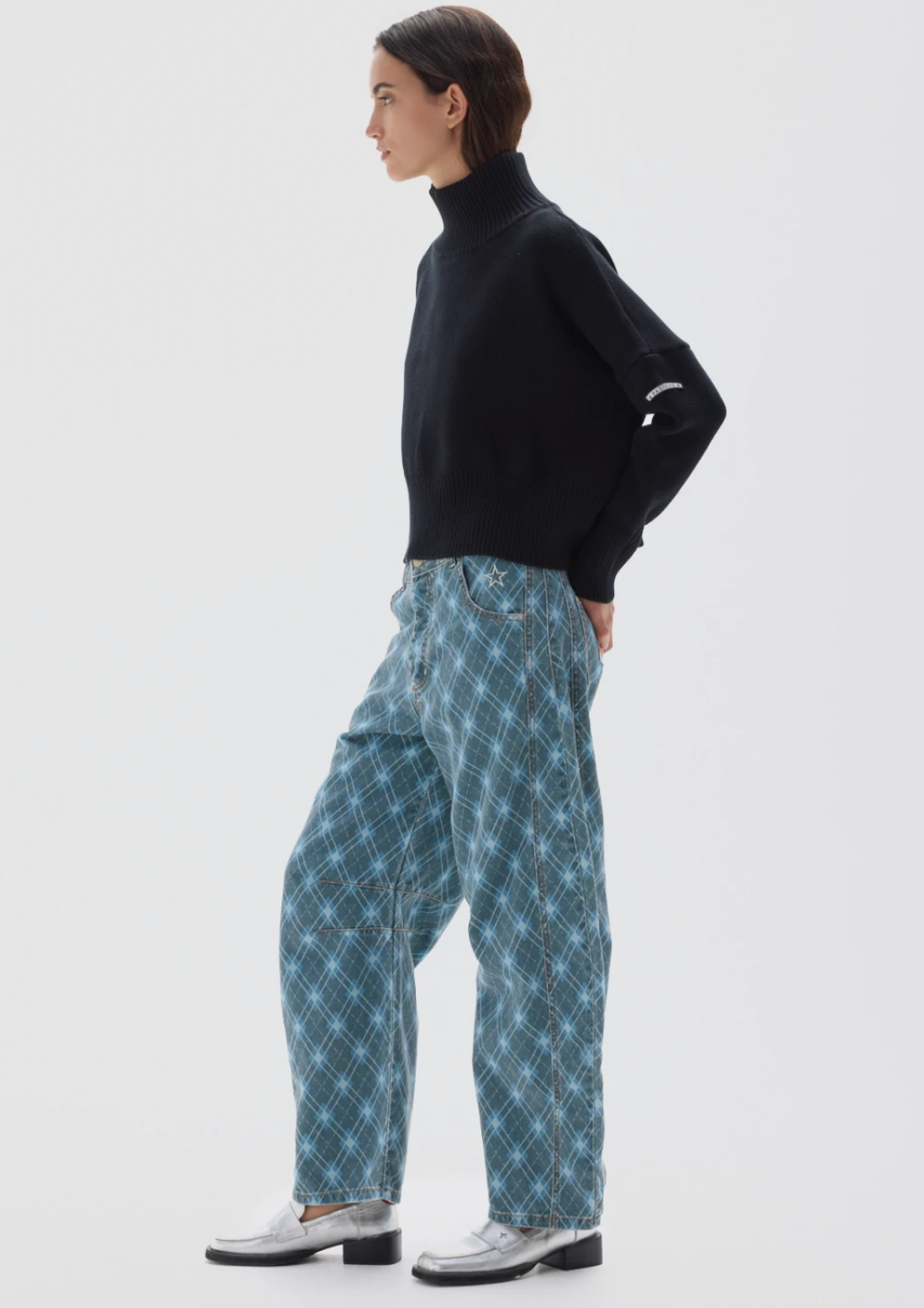 Barrel Pant Print Blue
