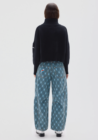 Barrel Pant Print Blue