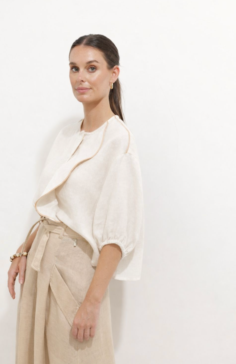 Coral Blouse Off White