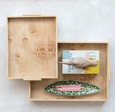 Veneer Trays w Handles Natural