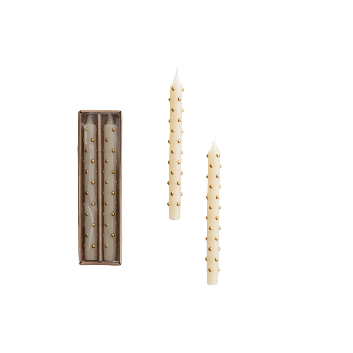 Unscented Taper Candles with 3D Dots in Box Set of 2