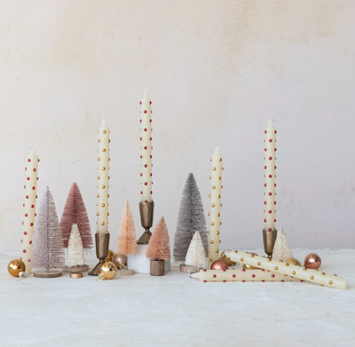 Unscented Taper Candles with 3D Dots in Box Set of 2