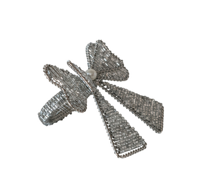 Beaded Bow Napkin Rings Set of 4