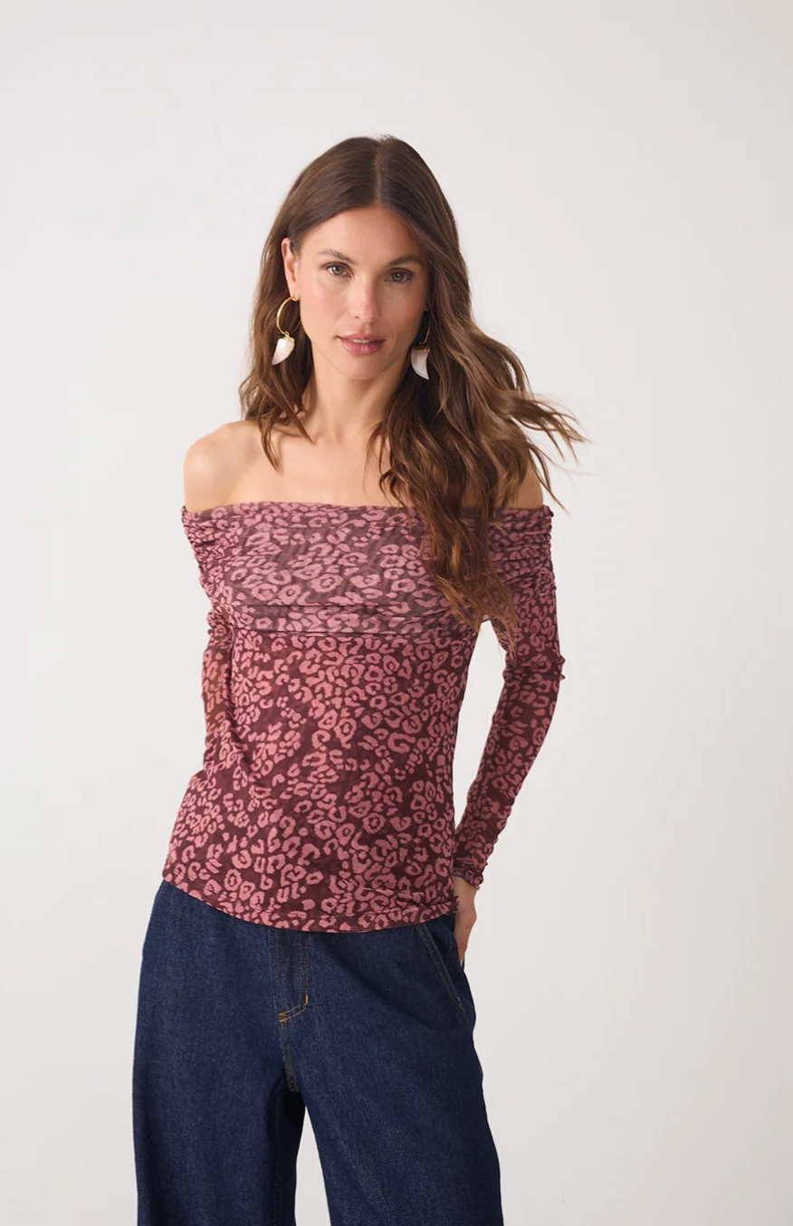 Julieta Mesh Blouse Brown Felina