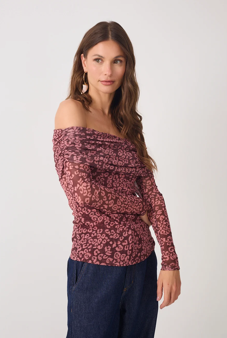 Julieta Mesh Blouse Brown Felina