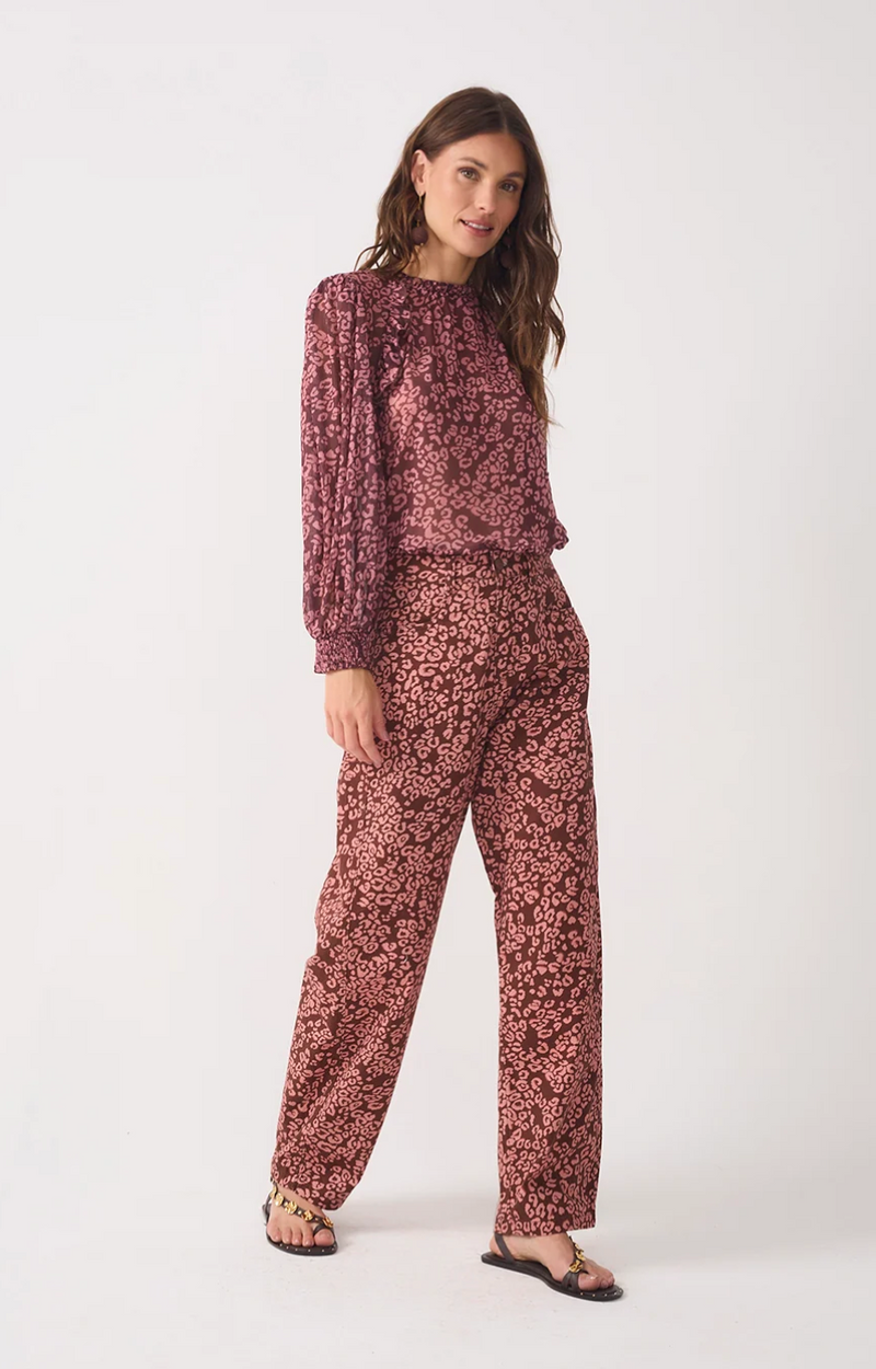 Julieta Printed Straight Pant Brown Felina