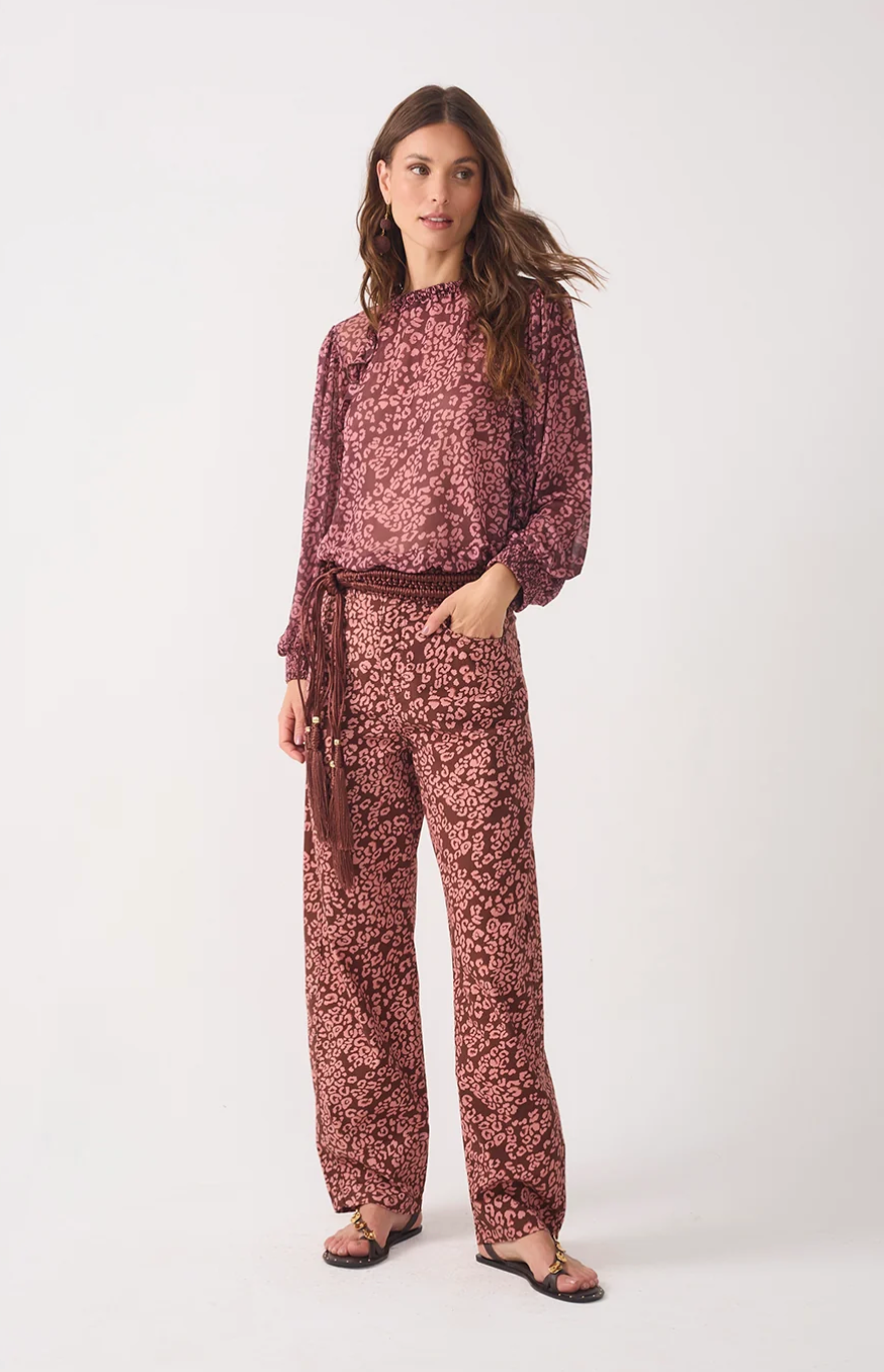 Julieta Printed Straight Pant Brown Felina