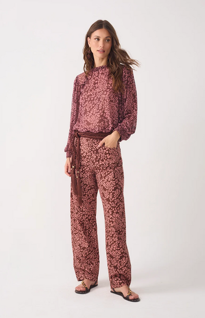 Julieta Printed Straight Pant Brown Felina