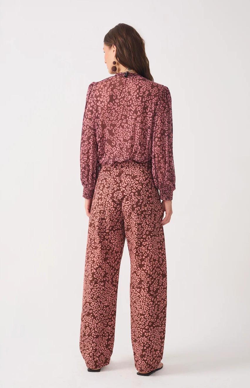 Julieta Printed Straight Pant Brown Felina