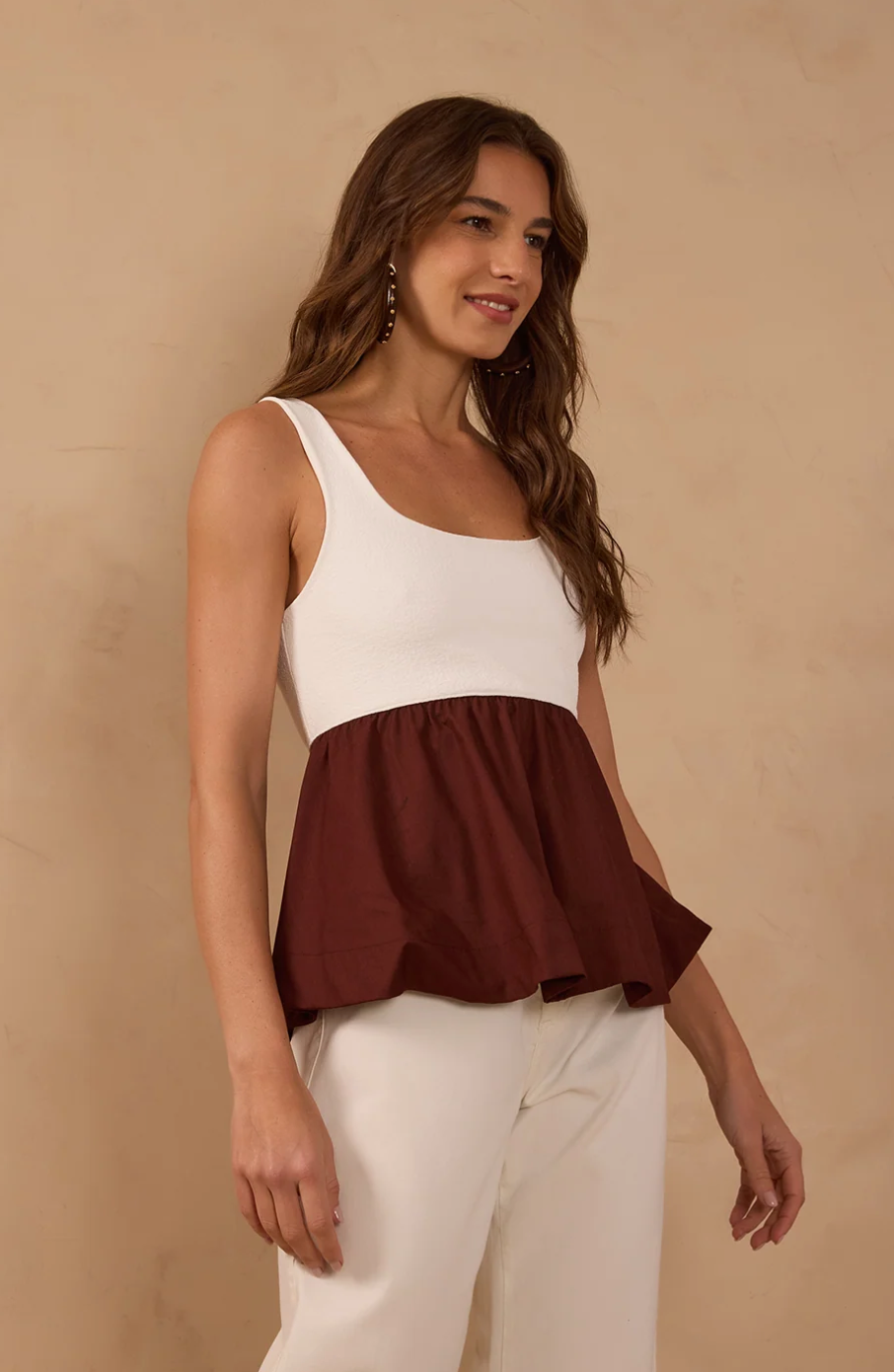Lola Peplum Top Brown
