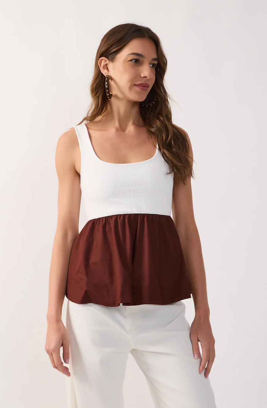 Lola Peplum Top Brown