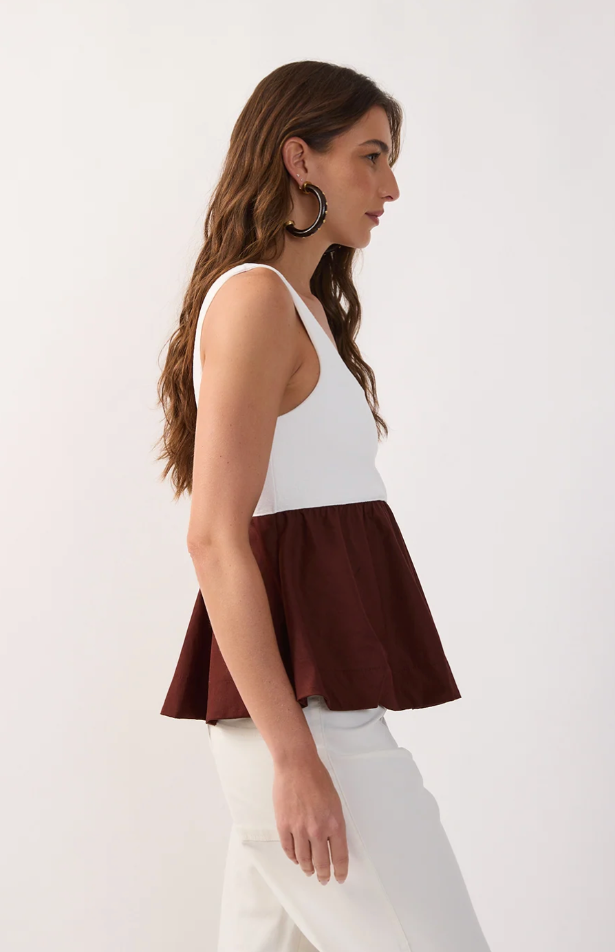 Lola Peplum Top Brown