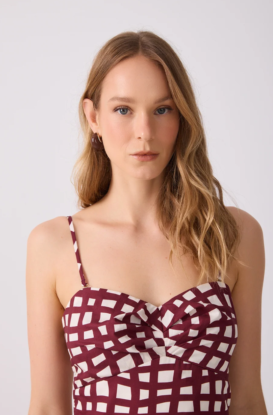 Lia Strap Peplum Blouse Wine