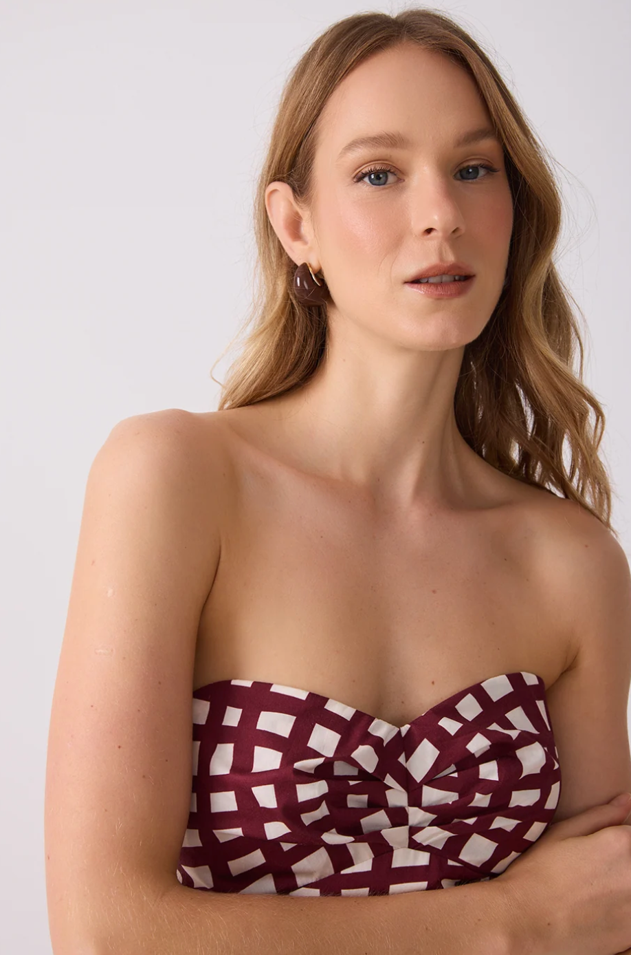 Lia Strap Peplum Blouse Wine