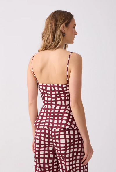 Lia Strap Peplum Blouse Wine