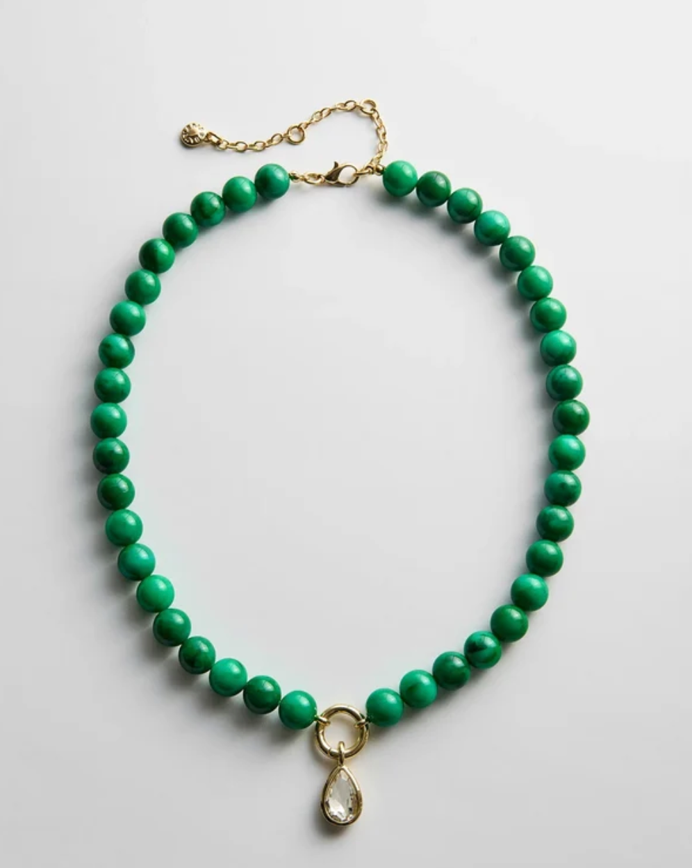 Janette Beaded Ring Necklace Dark Green