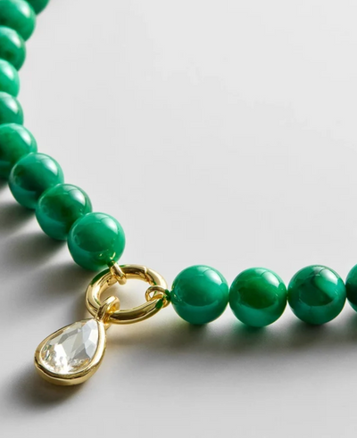 Janette Beaded Ring Necklace Dark Green