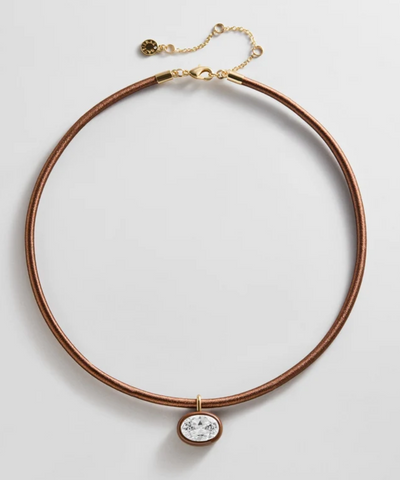 Lindsey Crystal Collar Necklace Brown