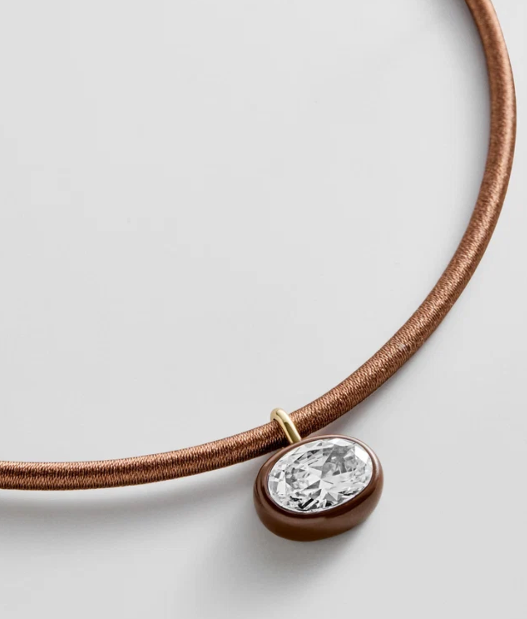 Lindsey Crystal Collar Necklace Brown