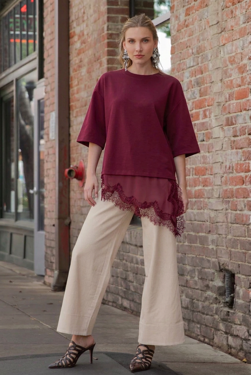 Lucia Asymetric Top Burgundy