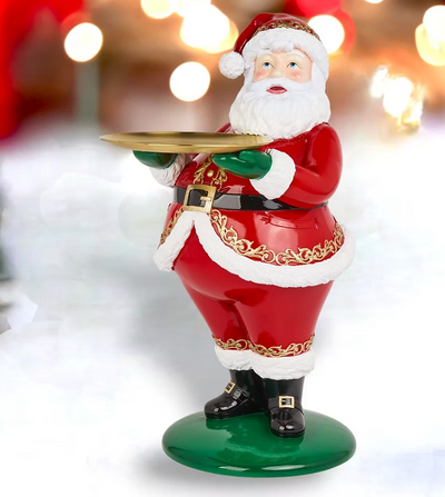 Santa w Plate Resin Metal