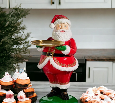 Santa w Plate Resin Metal