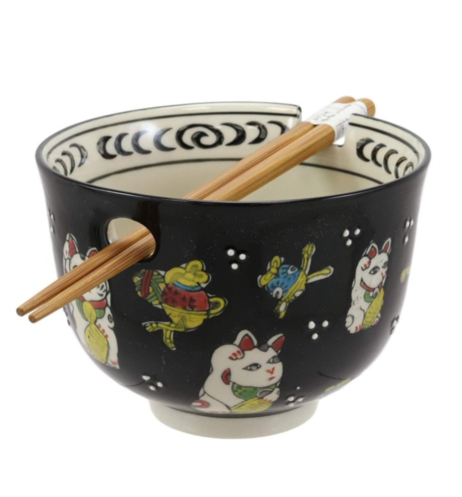 Noodle Bowl With Chopsticks Set Lucky Cat Design