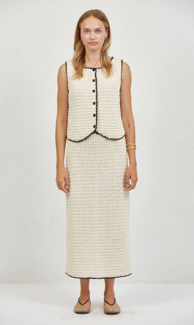 Dagne Crochet Top Natural Black