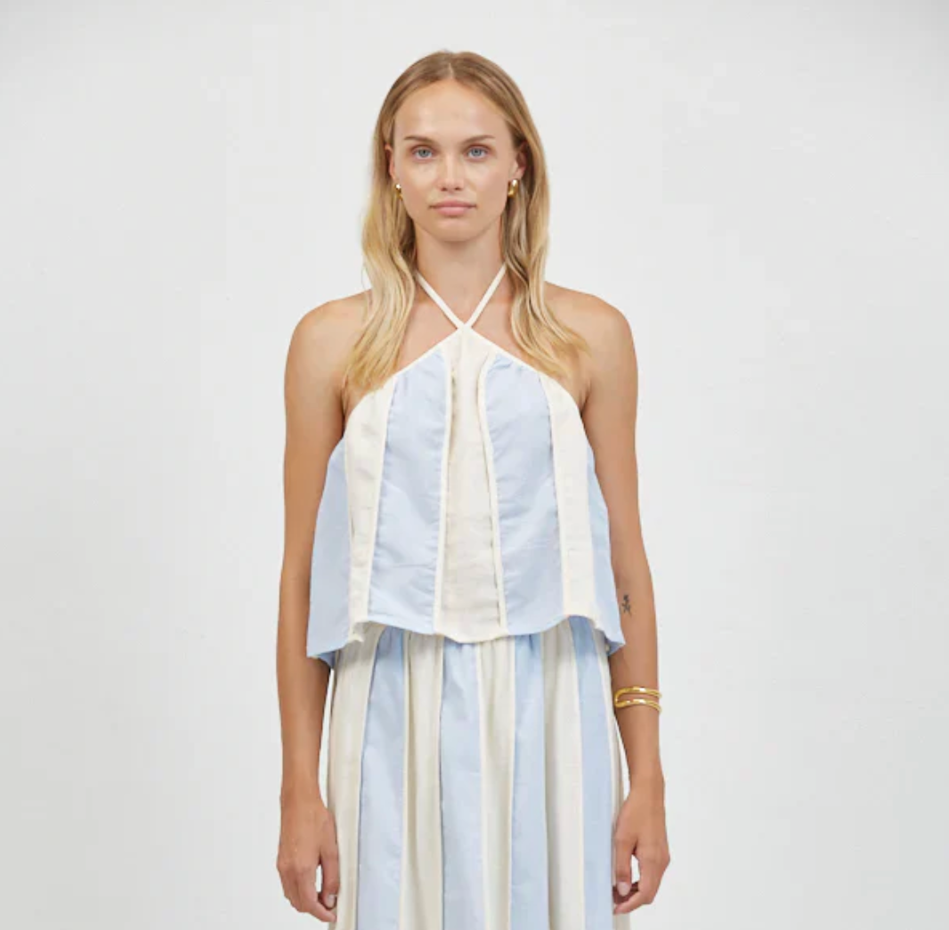 Roanne Halter Top Cream Blue