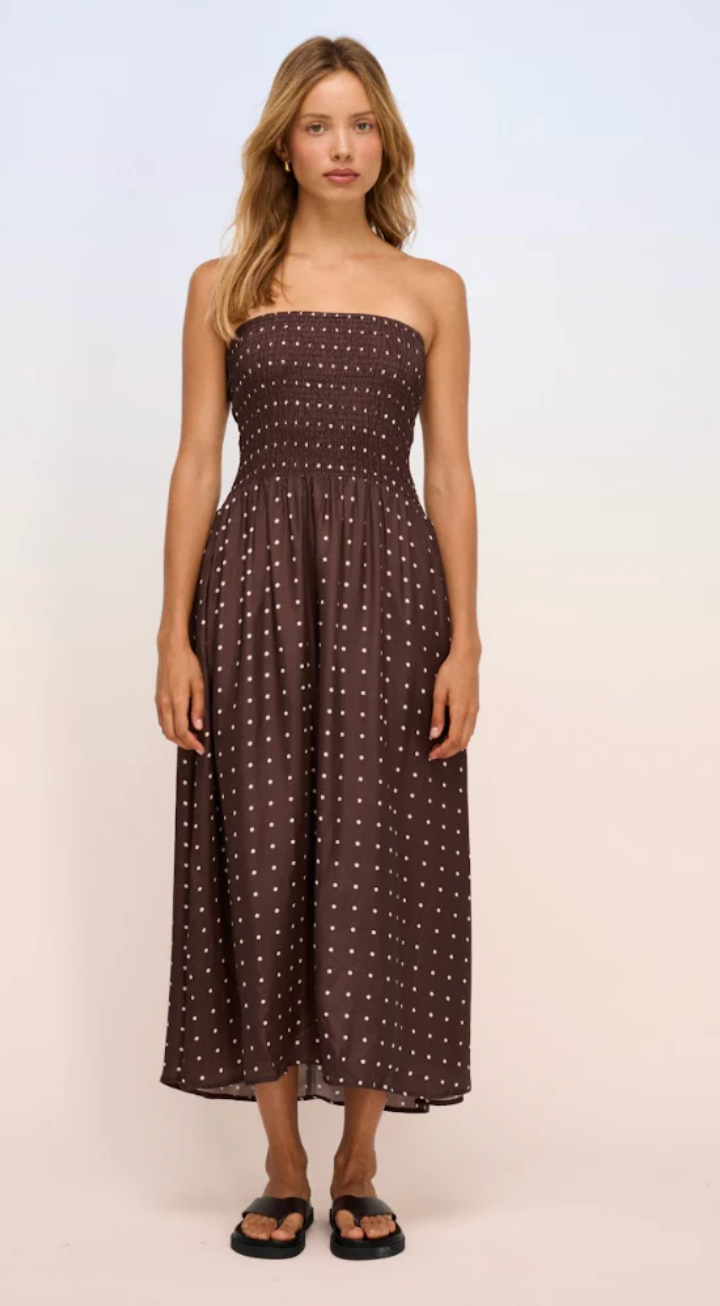 Hilaria Dress Polka Brown