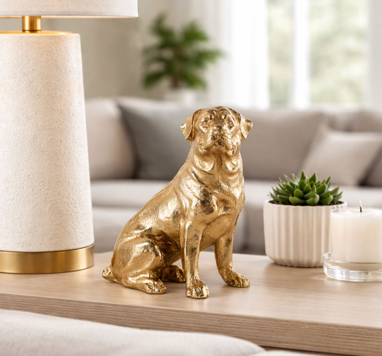 Moxley Gold Metal Dog Statuary