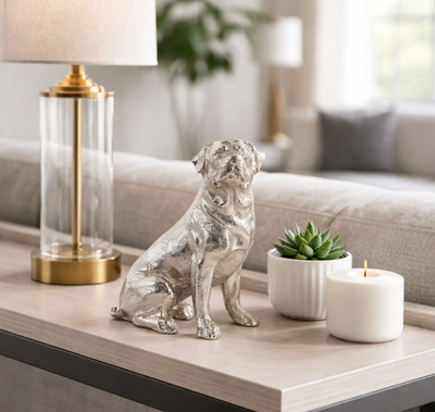 Moxley Silver Metal Dog Statuary