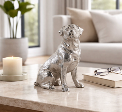 Moxley Silver Metal Dog Statuary