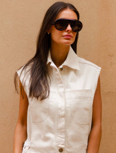 Trini Vest Ivory Denim