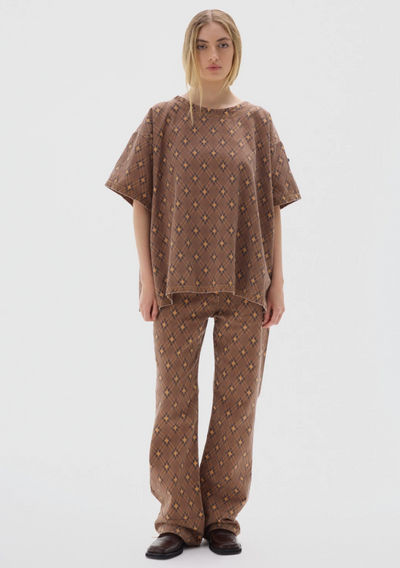 Row T-shirt Print Brown