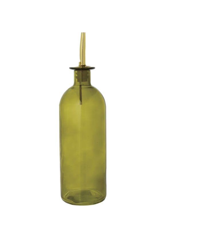 Glass Oil Cruet with Metal Stopper Olive