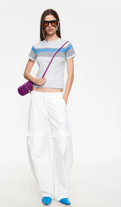 Jeni Tshirt Stripe Sky Blue Grey