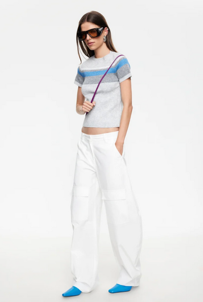 Jeni Tshirt Stripe Sky Blue Grey