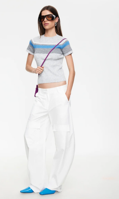 Jeni Tshirt Stripe Sky Blue Grey