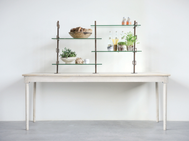 Vintage Reproduction Table with Shelves