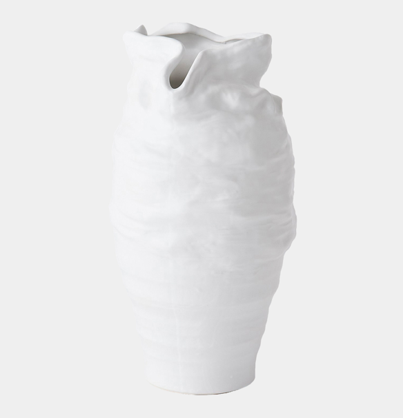 Ruffle Top Vase White