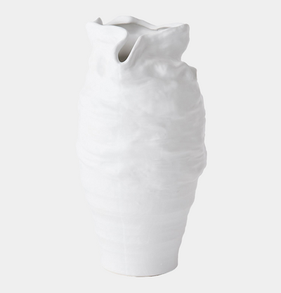 Ruffle Top Vase White