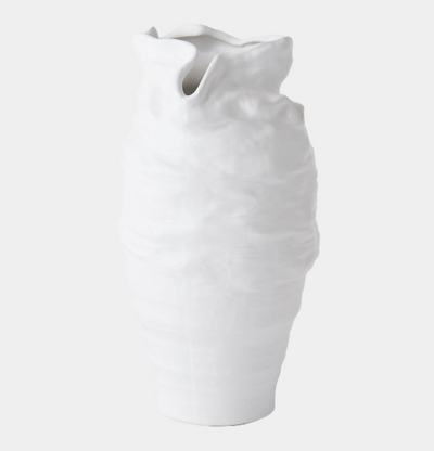 Ruffle Top Vase White