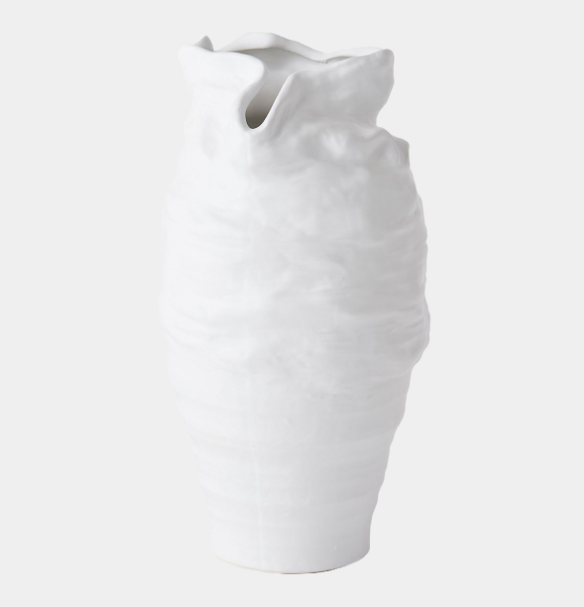 Ruffle Top Vase White