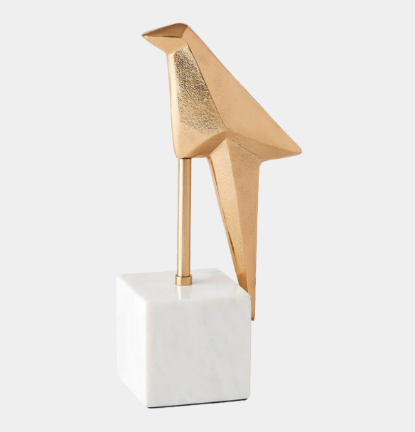 Perched Origami Bird Gold