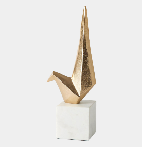 Sitting Origami Bird Gold