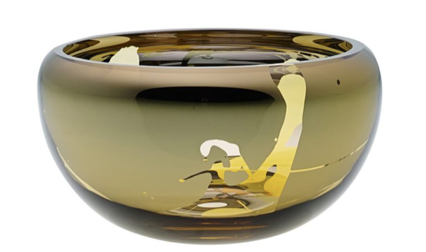 Small Round Bowl Amber ext/int Splashed