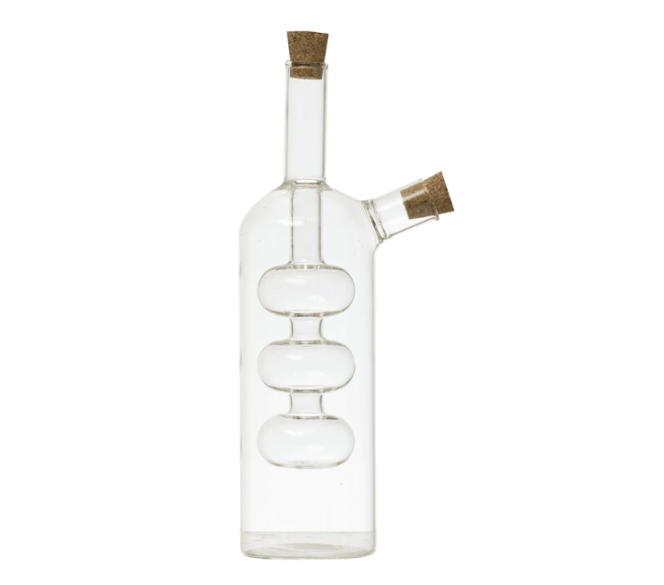 Glass Oil and Vinegar Cruet w Cork Stopper