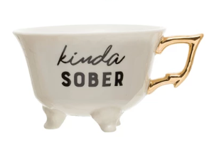 Stoneware Footed Teacup with Saying